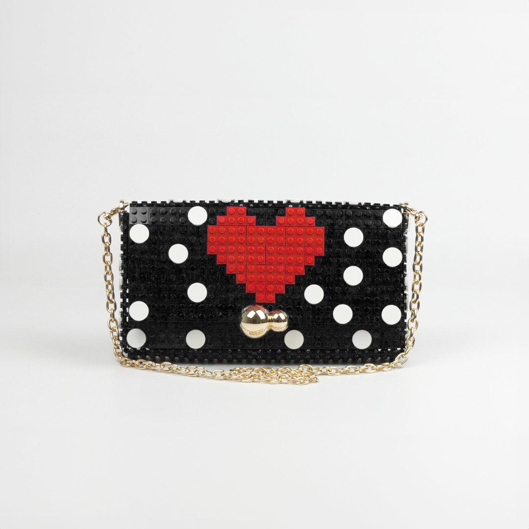 BOLSO - Bag & Block, Heart with Polka Dots Negro