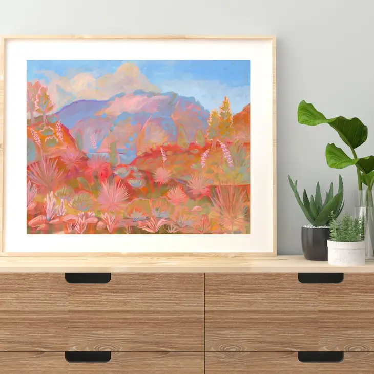 ILUSTRACIÓN - El Baker, Southwestern Pastel Landscape Print