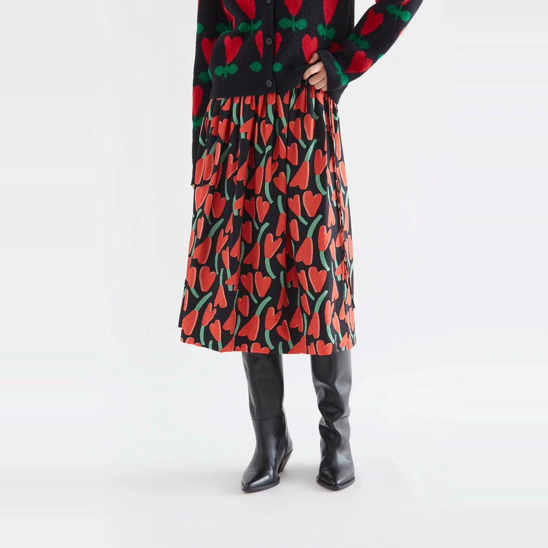 Falda midi con estampado Ciclamen de Compañía Fantástica para mujer – foto 1