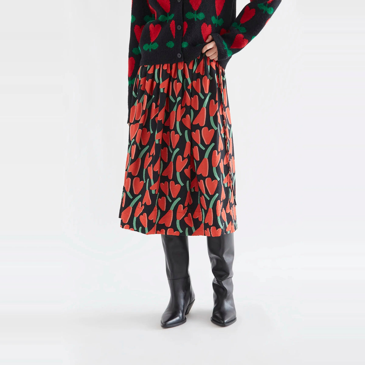 Falda midi con estampado Ciclamen de Compañía Fantástica para mujer – foto 1