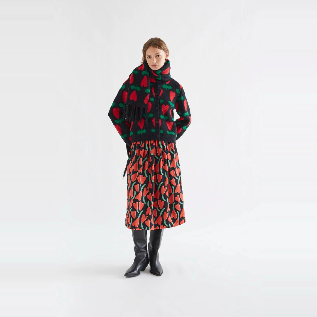 Falda midi con estampado Ciclamen de Compañía Fantástica para mujer – foto 4