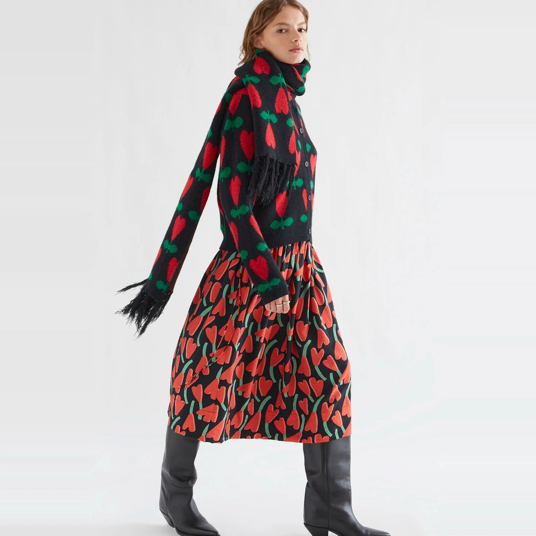 Falda midi con estampado Ciclamen de Compañía Fantástica para mujer – foto 5