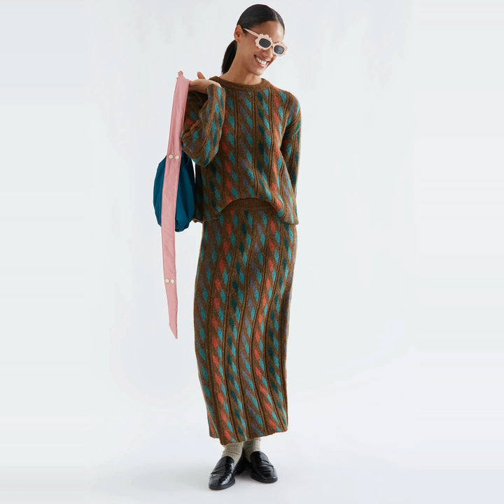 Falda midi con estampado geométrico multicolor de Compañía Fantástica para mujer – foto 4