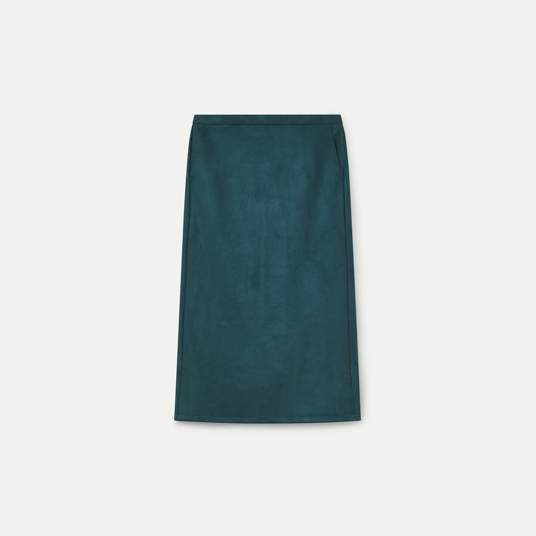 Falda midi de ante verde de Compañía Fantástica para mujer – foto 6