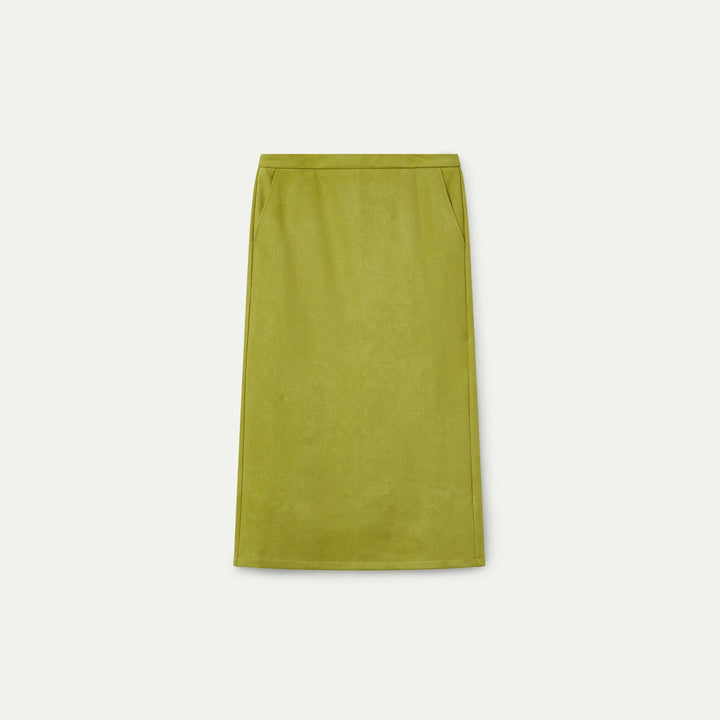 Falda midi de ante verde manzana de Compañía Fantástica para mujer – foto 6