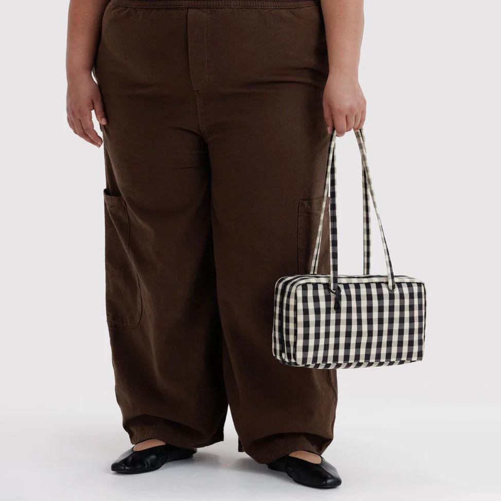 BOLSO - Baggu, Black And Cream Gingham Bowler Bag