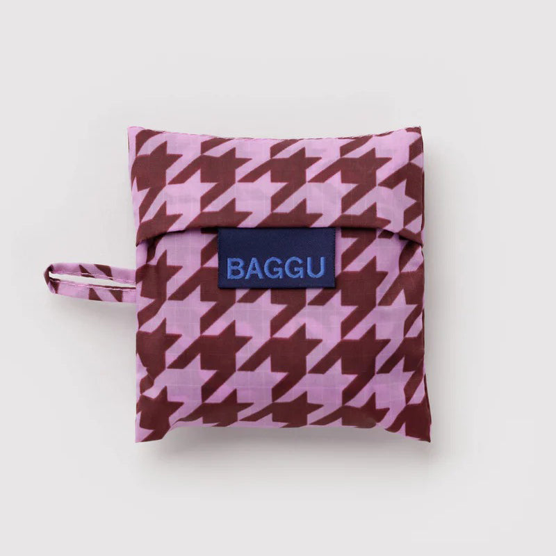 TOTE BAG - Baggu, Pink Houndstooth Baby Baggu