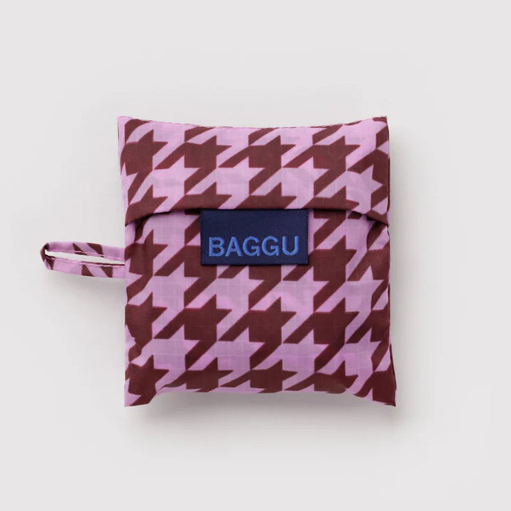 TOTE BAG - Baggu, Pink Houndstooth Baby Baggu
