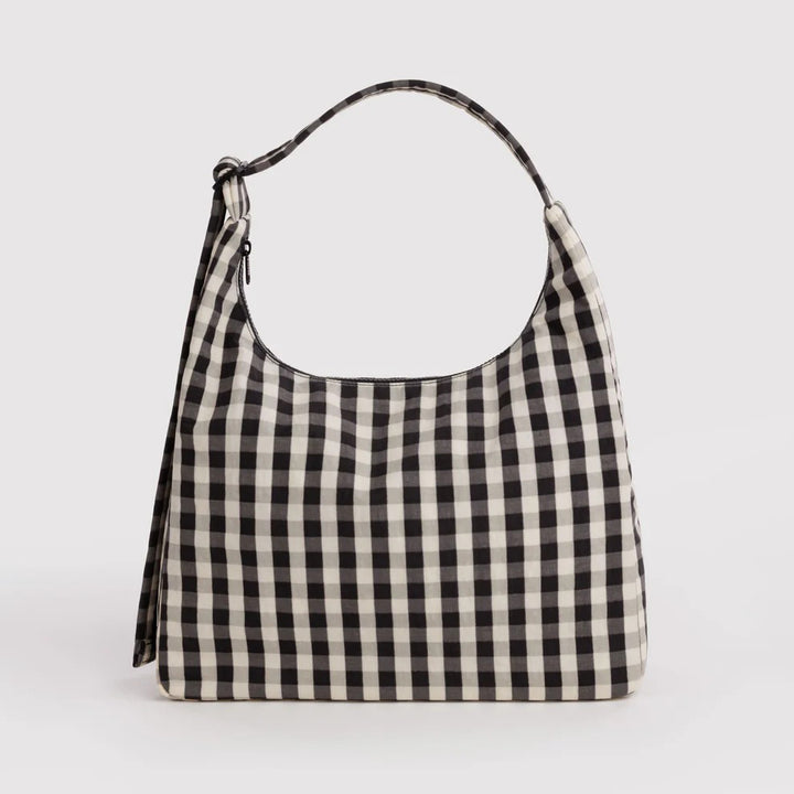 BOLSO - Baggu, Black and Cream Gingham Nylon Shoulder Bag