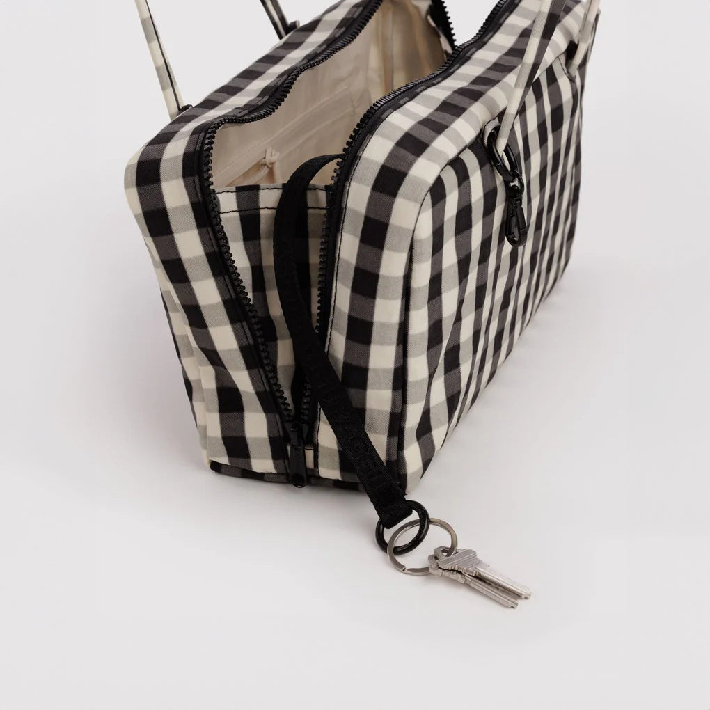 BOLSO - Baggu, Black And Cream Gingham Bowler Bag