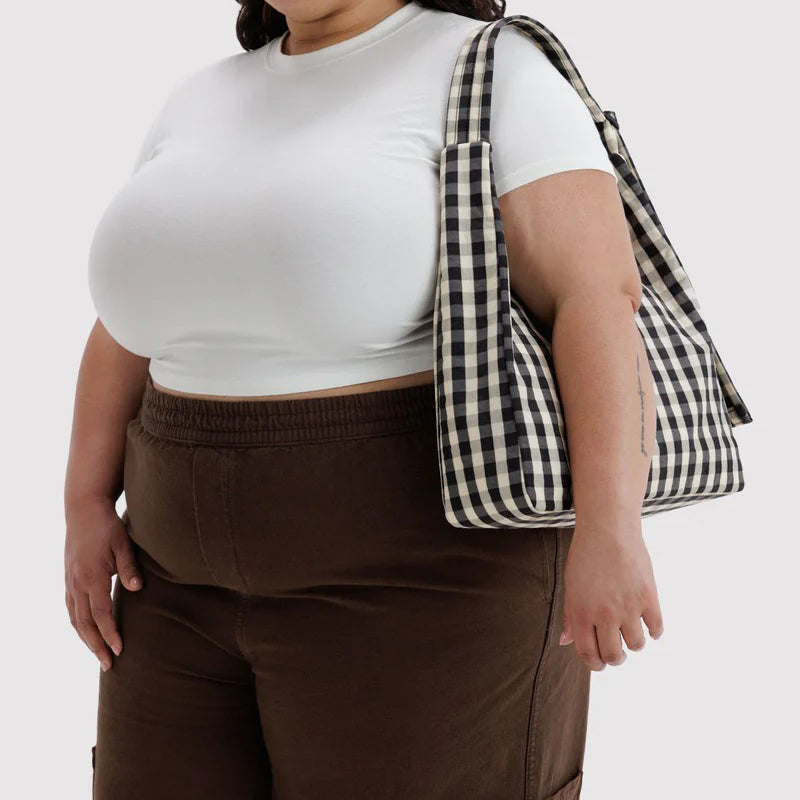 BOLSO - Baggu, Black and Cream Gingham Nylon Shoulder Bag