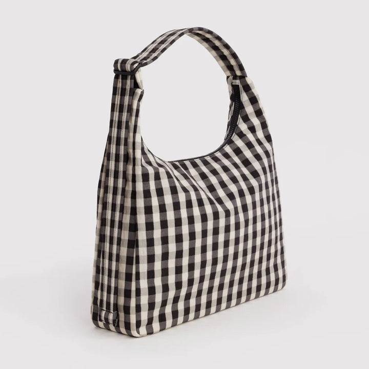 BOLSO - Baggu, Black and Cream Gingham Nylon Shoulder Bag