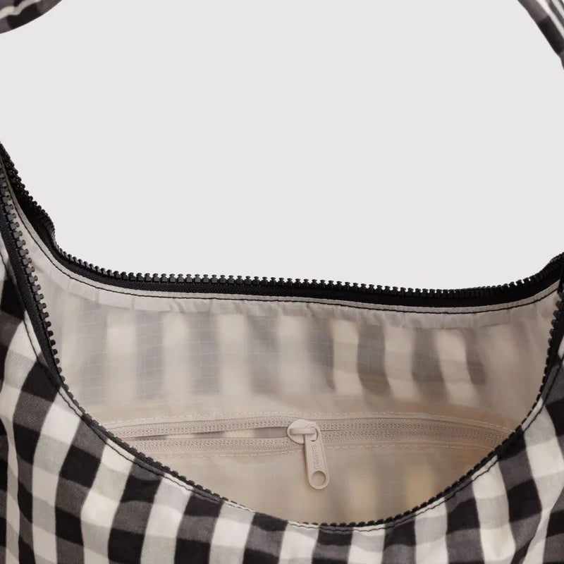 BOLSO - Baggu, Black and Cream Gingham Nylon Shoulder Bag