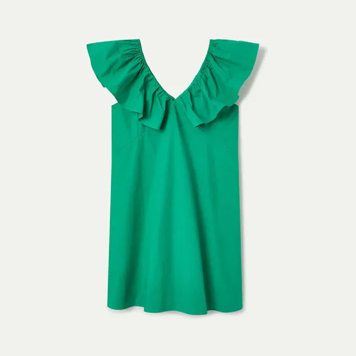 VESTIDO - Compañía Fantástica, Corto verde 100% algodón