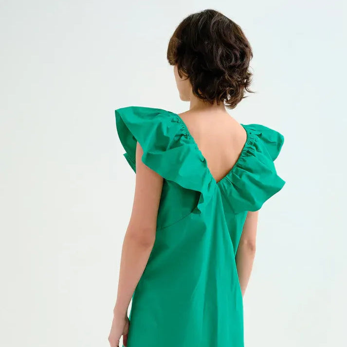VESTIDO - Compañía Fantástica, Corto verde 100% algodón
