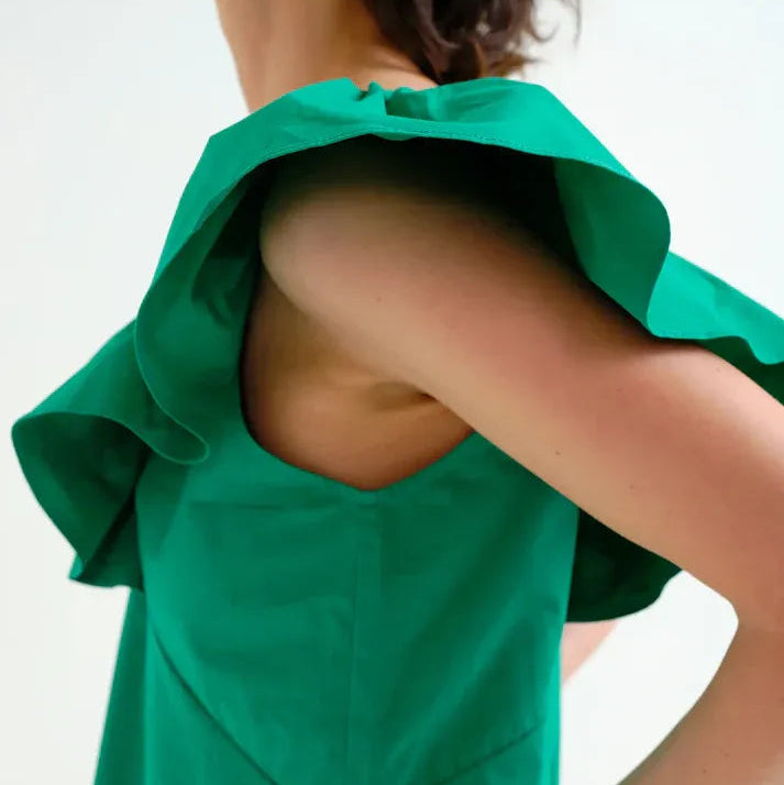 VESTIDO - Compañía Fantástica, Corto verde 100% algodón