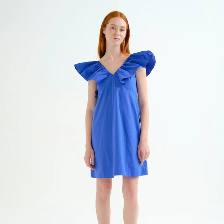 VESTIDO - Compañía Fantástica, Corto azul 100% algodón