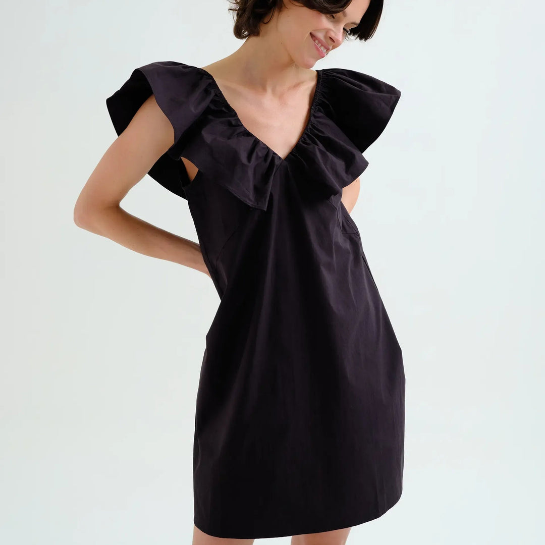 VESTIDO - Compañía Fantástica, Corto negro 100% algodón