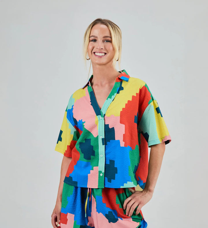 BLUSA - Brava Fabrics, Corta Maxi Flower Oversize Azul