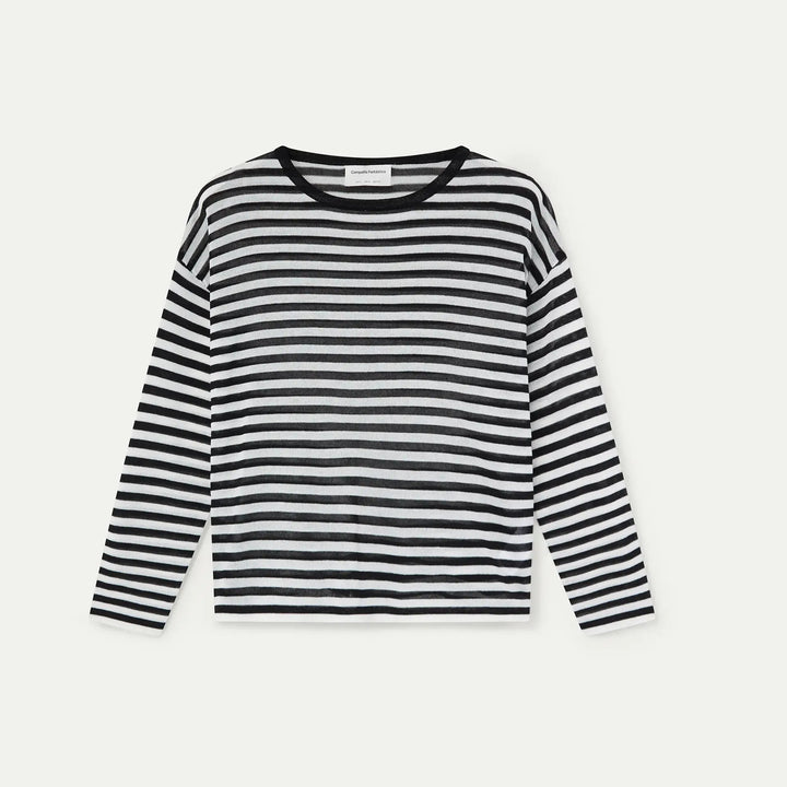 JERSEY - Compañía Fantástica, Punto suave con estampado de rayas blanco y negro