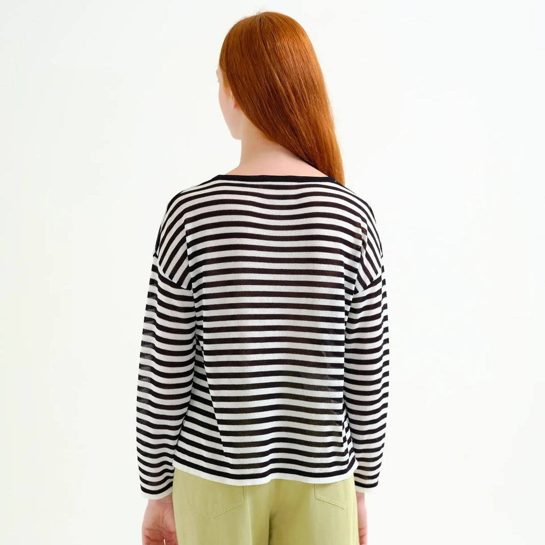 JERSEY - Compañía Fantástica, Punto suave con estampado de rayas blanco y negro