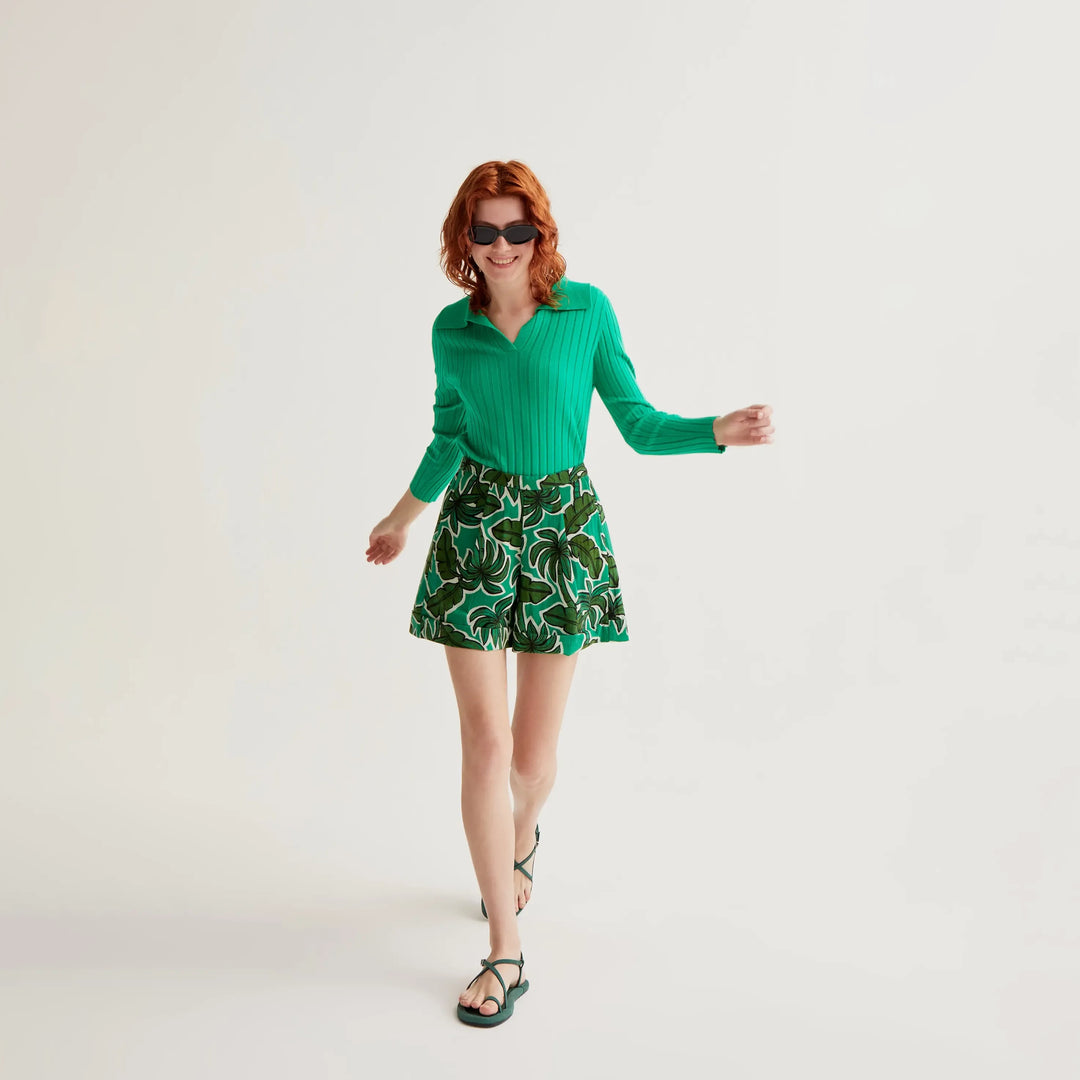 SHORTS - Compañía Fantástica, Con Estampado Palm Tree