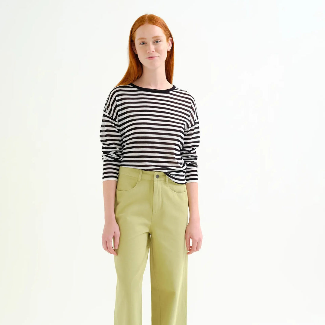 JERSEY - Compañía Fantástica, Punto suave con estampado de rayas blanco y negro