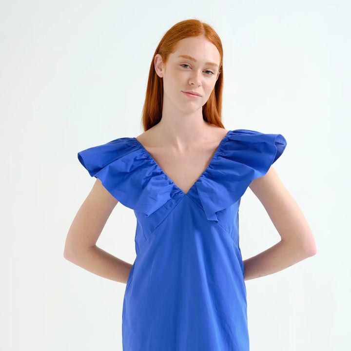 VESTIDO - Compañía Fantástica, Corto azul 100% algodón
