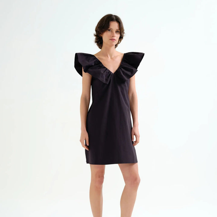 VESTIDO - Compañía Fantástica, Corto negro 100% algodón