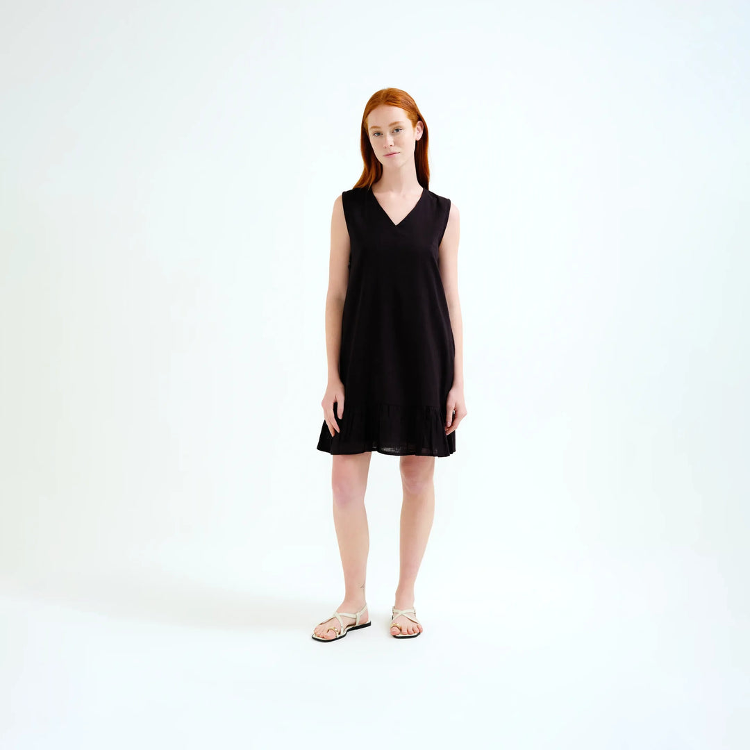 VESTIDO - Compañía Fantástica, Corto 100% Algodón Negro