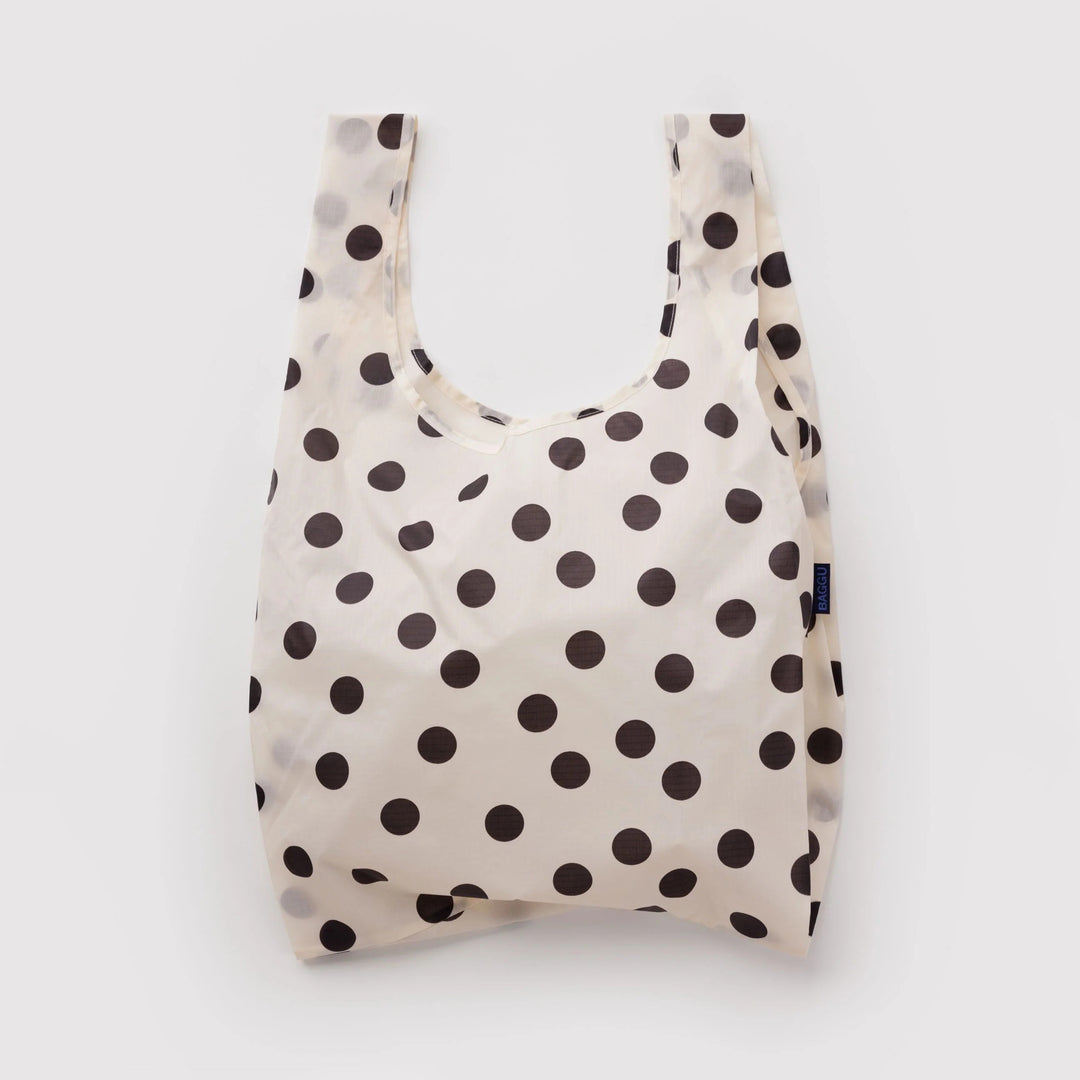 TOTE BAG - Baggu, Cream and Black Polka Dot Standard