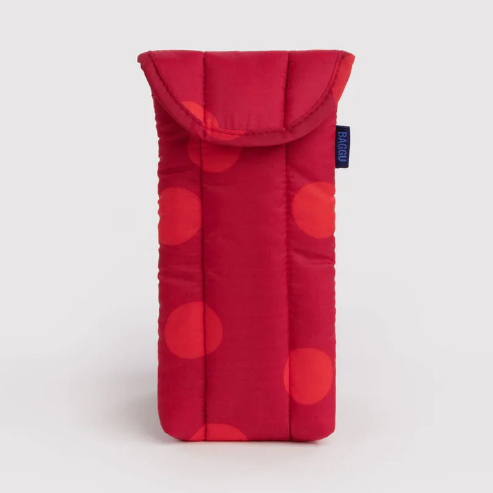 FUNDA DE GAFAS - Baggu, Red Polka Dot Puffy Glasses Sleeve