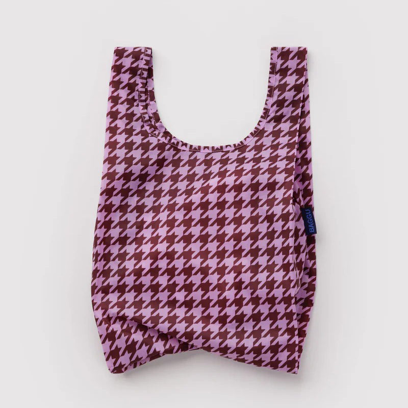 TOTE BAG - Baggu, Pink Houndstooth Baby Baggu