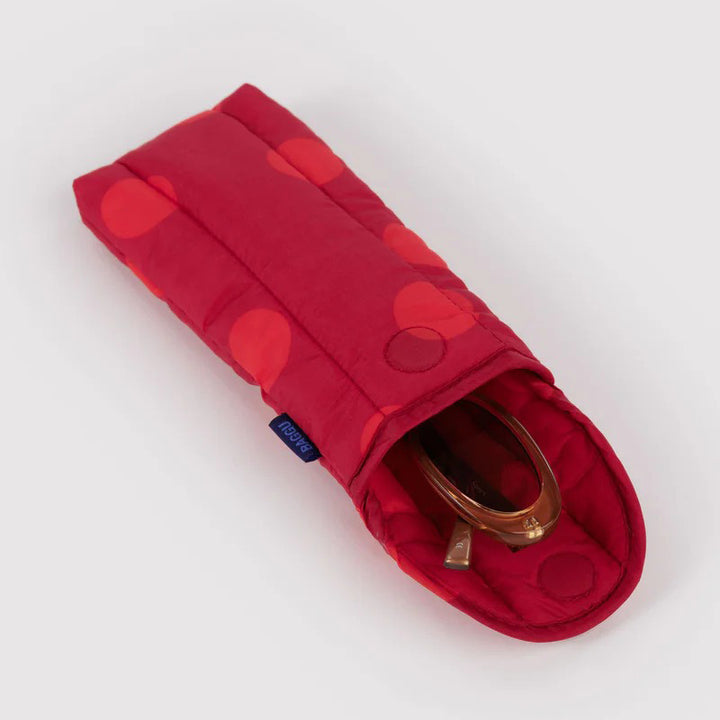FUNDA DE GAFAS - Baggu, Red Polka Dot Puffy Glasses Sleeve