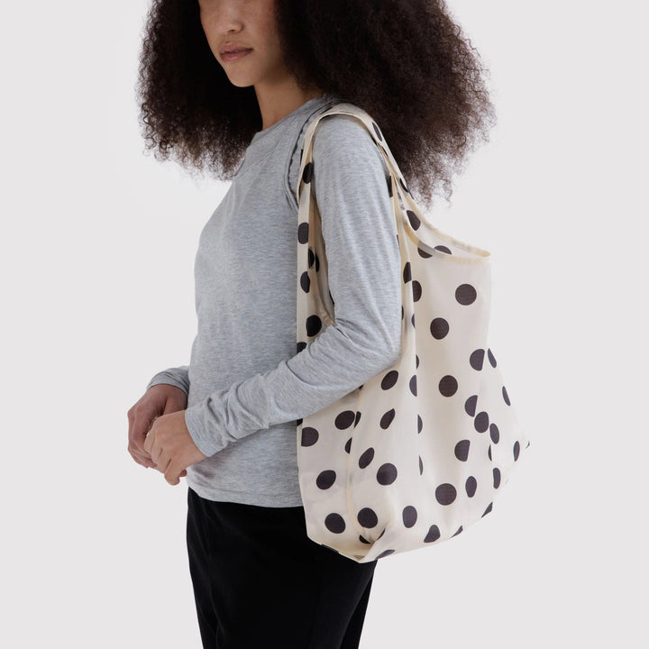 TOTE BAG - Baggu, Cream and Black Polka Dot Standard