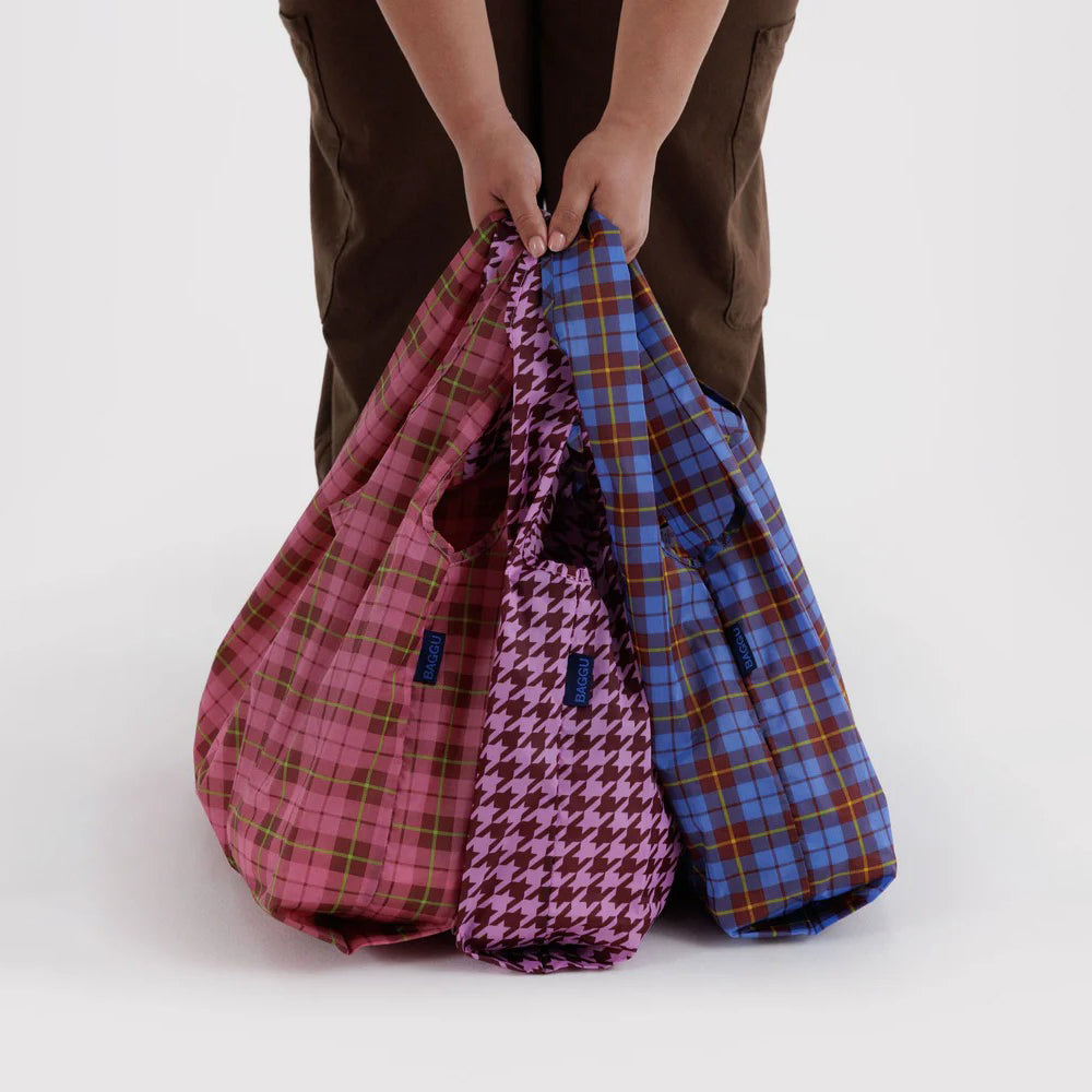 TOTE BAG - Baggu, Fantasia a Righe Sfumate Rosa e Giallo Standard