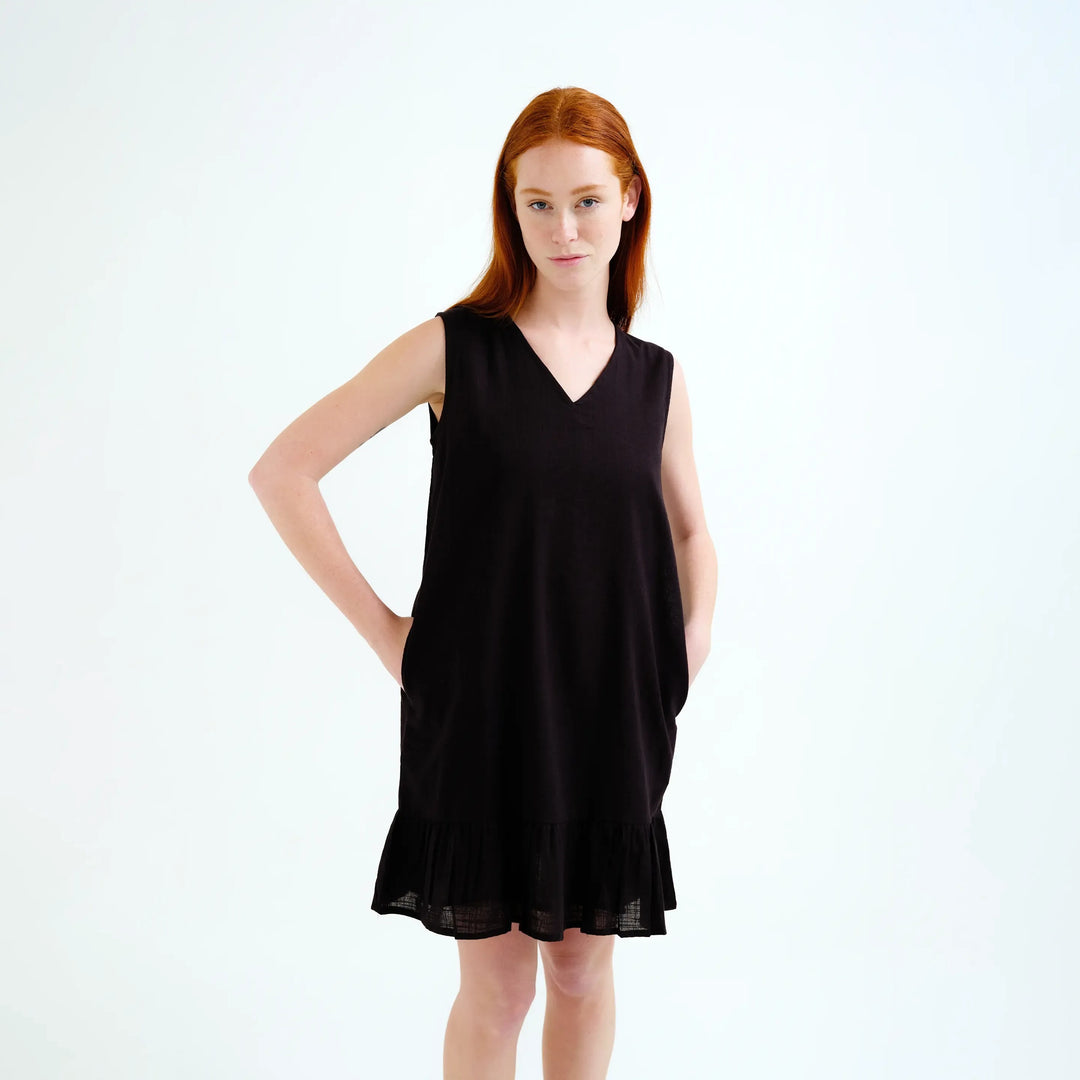 VESTIDO - Compañía Fantástica, Corto 100% Algodón Negro