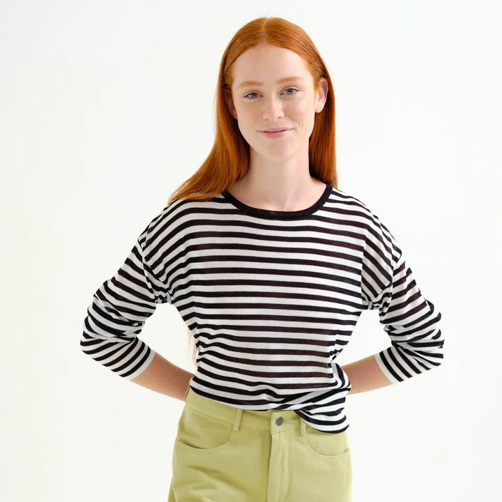 JERSEY - Compañía Fantástica, Punto suave con estampado de rayas blanco y negro