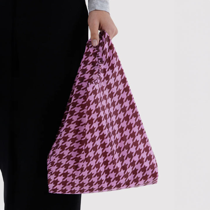 TOTE BAG - Baggu, Pink Houndstooth Baby Baggu