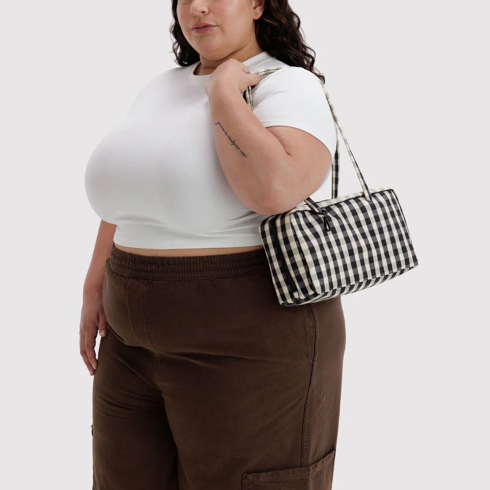 BOLSO - Baggu, Black And Cream Gingham Bowler Bag