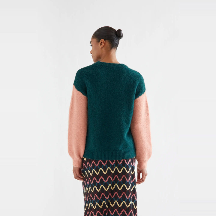 Jersey bicolor verde oscuro y coral de Compañía Fantástica para mujer – foto 2