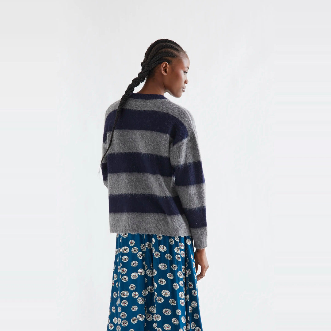 Jersey mezcla lana con rayas azul marino y gris de Compañía Fantástica para mujer – foto 2