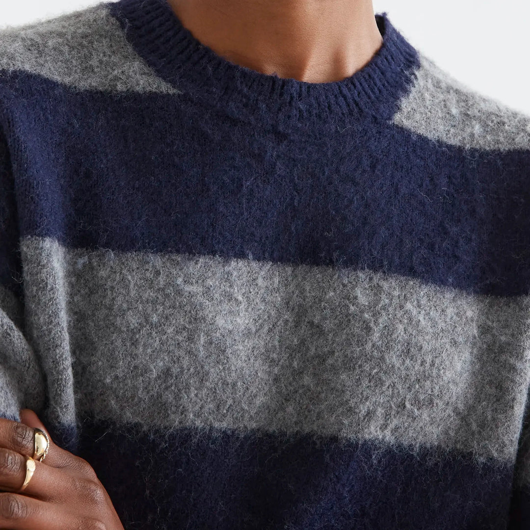 Jersey mezcla lana con rayas azul marino y gris de Compañía Fantástica para mujer – foto 3