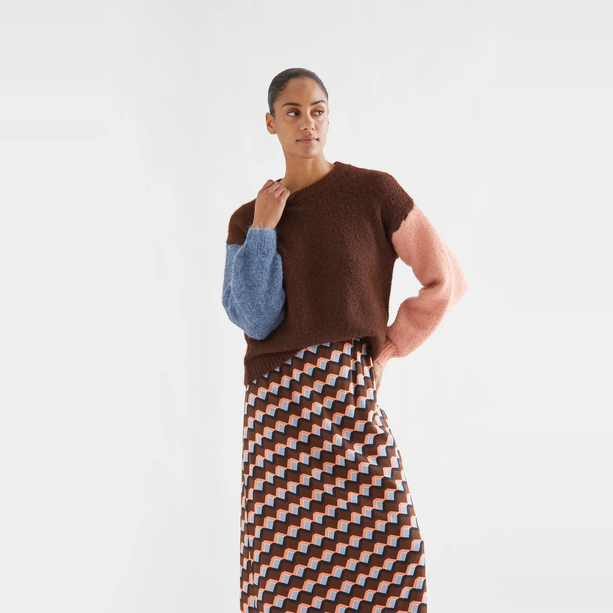 Jersey multicolor marrón, morado y coral de Compañía Fantástica para mujer – foto 1