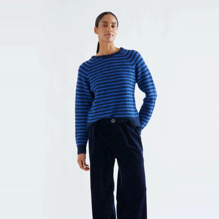 Jersey punto con rayas azul marino y azul de Compañía Fantástica para mujer – foto 1