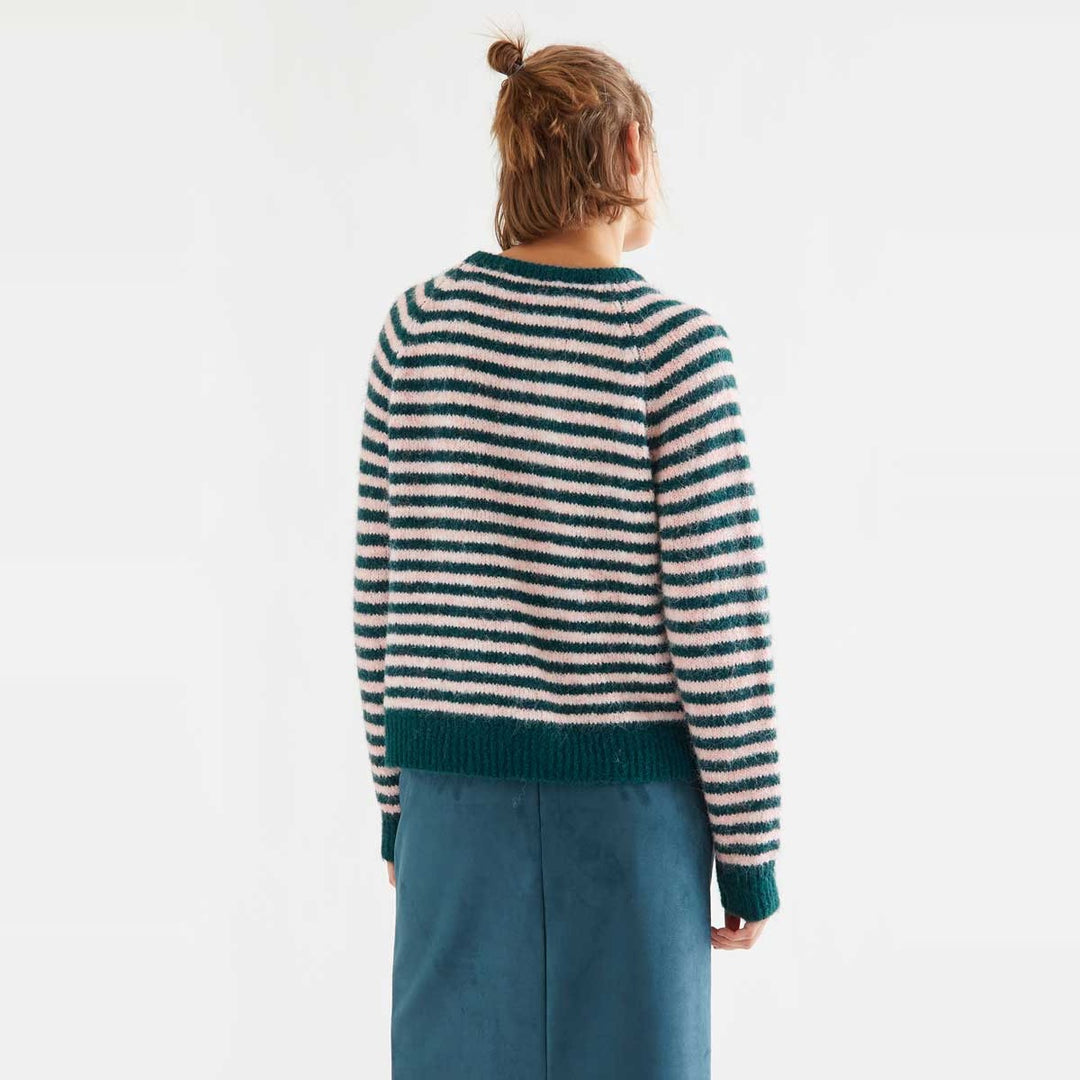 Jersey punto con rayas verde oscuro y rosa de Compañía Fantástica para mujer – foto 2