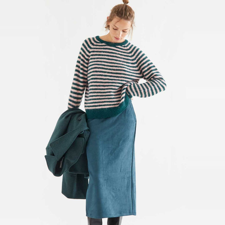 Jersey punto con rayas verde oscuro y rosa de Compañía Fantástica para mujer – foto 5