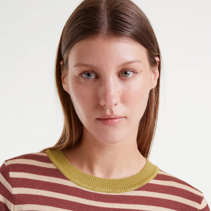 JERSEY - Compañía Fantástica, Punto rayas marrón y blanco