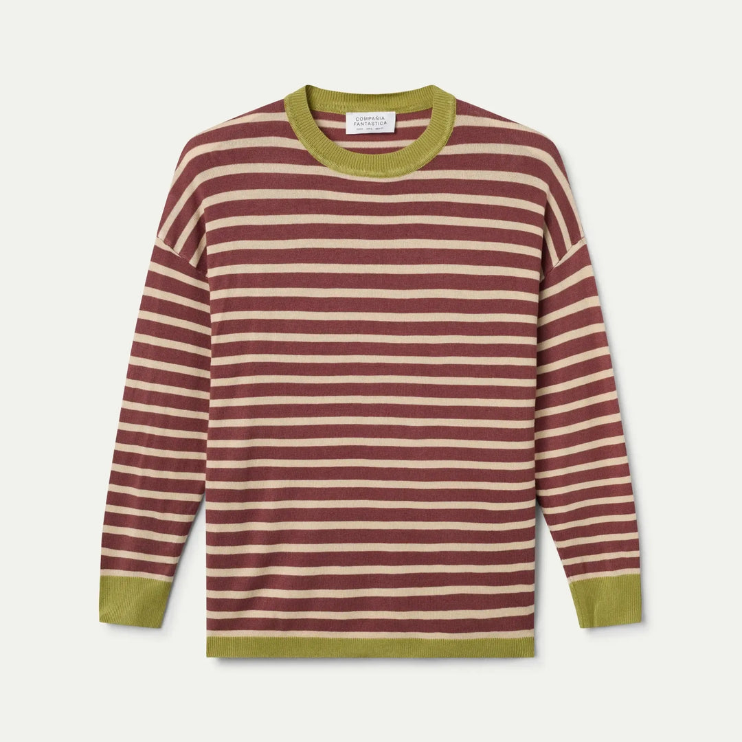 JERSEY - Compañía Fantástica, Punto rayas marrón y blanco