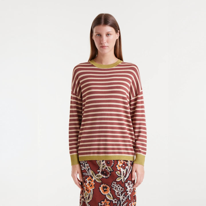 JERSEY - Compañía Fantástica, Punto rayas marrón y blanco